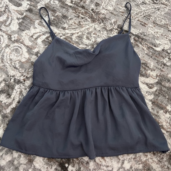 Women’s American Eagle Cowl Neck Cropped Tank Top - Size Medium - Dusty Blue - Picture 3 of 4